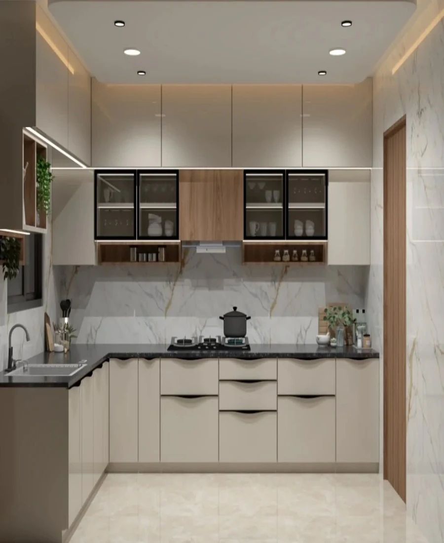 L Shape luxury modular kitchen
