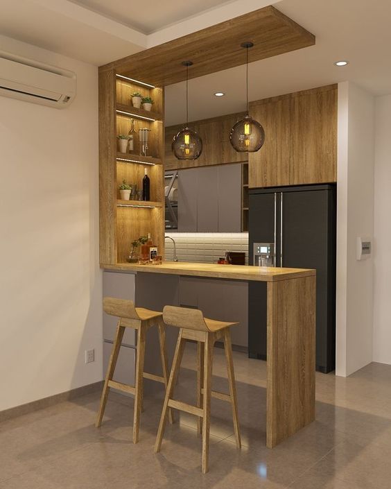 Wood finish kitchen render
